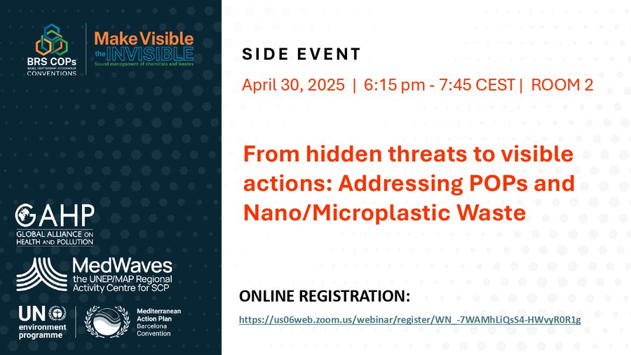 Side Event “From hidden threats to visible actions: Adressing POPs and Nano/Microplastic Waste”